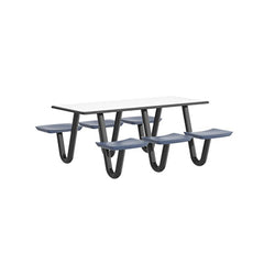Anchor Table, U-Leg, 6 Midnight Blue Seats, Rectangle, 30