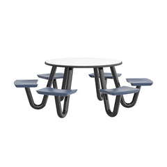 Anchor Table, U-Leg, 6 Midnight Blue Seats, Round, 48