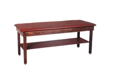 Wooden Treatment Table - H-Brace, Shelf, Upholstered, 78