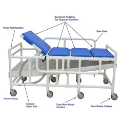 Bariatric Gurney With Canvas Drain Pan And Sectional Padding