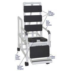 MJM Tilt Shower/Commode Chair With Soft Seat Deluxe Elongated And Total Padding - Black