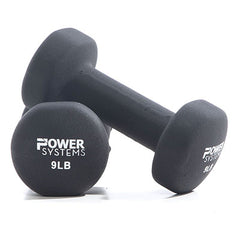 Premium Neoprene Coated Dumbbell, Black, Pair, 9 Lb