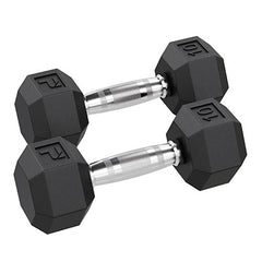 Rubber Hex Dumbbell, 10 Lb., Pair