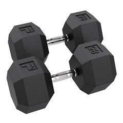 Rubber Hex Dumbbell, 85 Lb., Pair