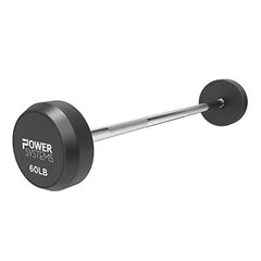 Power Systems, Straight Handle Pro Style Rubber Fixed Barbell, 60 Lb.