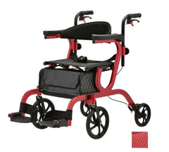 Nova Gemini 2-in-1 Rollator/Transport Chair, Red, 300 lbs.