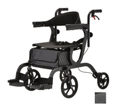 Nova Gemini 2-in-1 Rollator/Transport Chair, Black, 300 lbs.