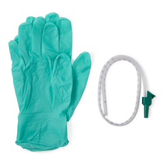 Medline Mini Open Suction Rigid Trays w/ Catheter & Gloves, 14 Fr