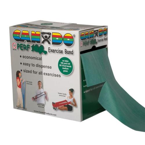Cando Perf 100 Latex Free Exercise Bands, 100 yd Medium, Green | Alternative to dumbbells