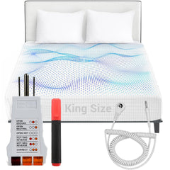 Earth Sheets - Grounding BedSheets - King - Includes Socket Tester, and Conductivity Tester.  Includes Coil cord.