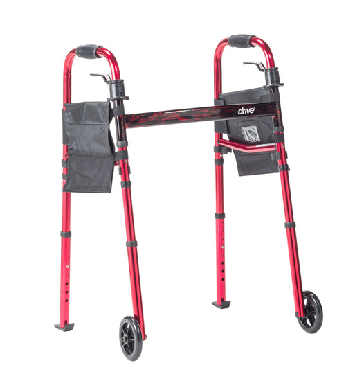 Portable Folding Travel Walker with 5" Wheels and Fold up Legs