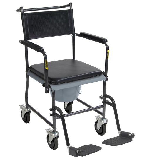 Upholstered Drop Arm Wheeled Commode