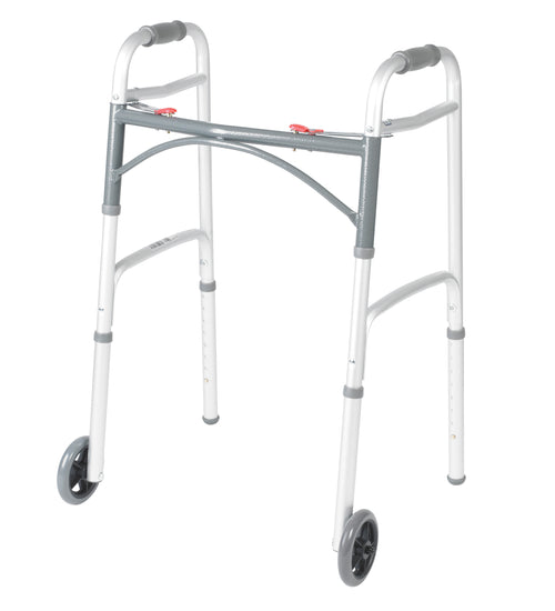PreserveTech Deluxe Two Button Folding Walker with 5" Wheels