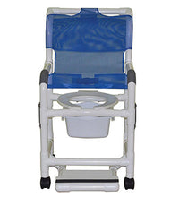 MJM International, shower chair (18"), twin casters (3"), double drop arms