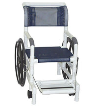 MJM International, aquatic/rehab shower transport chair (18"), rear wheels (24"), mesh sling seat