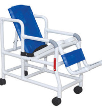 MJM International, tilt "n" space shower chair, buckle safety belt, double drop arms