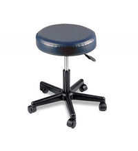 Pneumatic mobile stool, with back, 18" - 22" H, blue upholstery