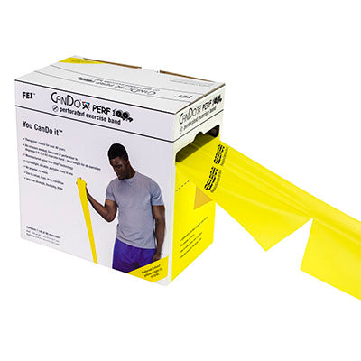 CanDo Low Powder Exercise Band - 100 yard Perf 100 rolls, 5-piece set (1 each: yellow, red, green, blue, black)