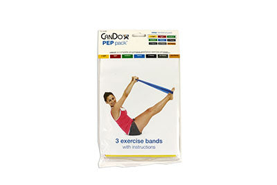 CanDo Latex-Free Exercise Band - PEP Pack - Difficult (Black, Silver, Gold)