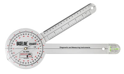 Baseline Plastic Absolute+Axis Goniometer - HiRes 360 Degree Head - 12 inch Arms, 25-pack