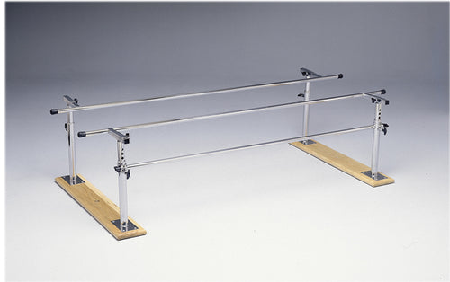 Parallel Bars, wood platform, height adjustable, 10' L x 30" W x 26" - 44" H