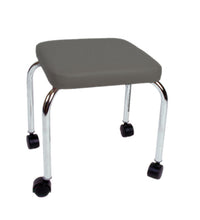 Mobile stool, no back, square top, 18" H, gray upholstery