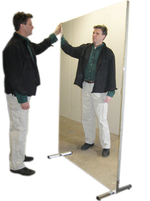 Glassless Mirror, Floor Stand and Whiteboard Back Panel, 48" W x 72" H