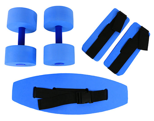 CanDo aquatic exercise kit, (jogger belt, hand bars) medium, blue