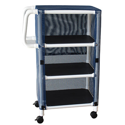 Combo cart with 4 shelves - 8 pull out tubs with mesh or solid vinyl cover