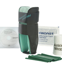 Ankle Sprain Care Kit with AirSport Brace (small/right), exercise band, cold pack, wrap, DVD