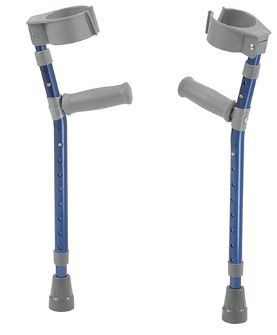 Pediatric forearm crutches, pair, small (15" to 22" grip height), blue