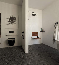 INVISIA™ SerenaSeat™ 2.0 Aluminum, 18" Width, Medium Stain, Matte Grey Frame