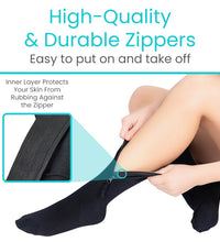 Zippered Knee High Compression Stockings 15-20mmHg