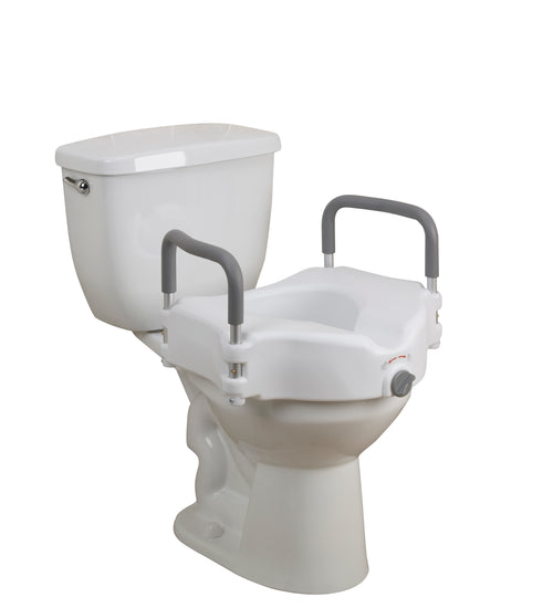 Elevated Raised Toilet Seat with Removable Padded Arms, Standard Seat