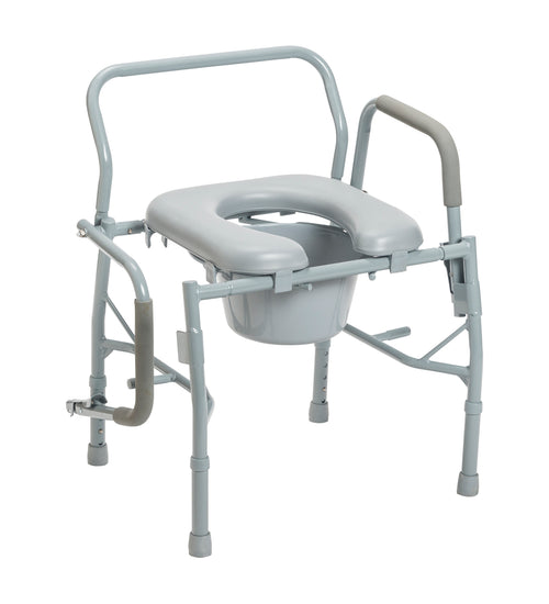 Steel Drop Arm Bedside Commode with Padded Seat & Arms