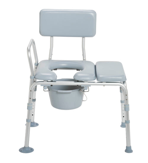 Padded Seat Transfer Bench with Commode Opening