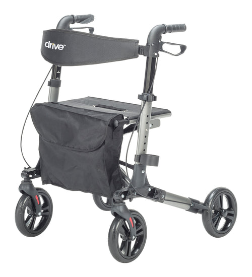 Compact Folding Rollator Rolling Walker, Grey/Black