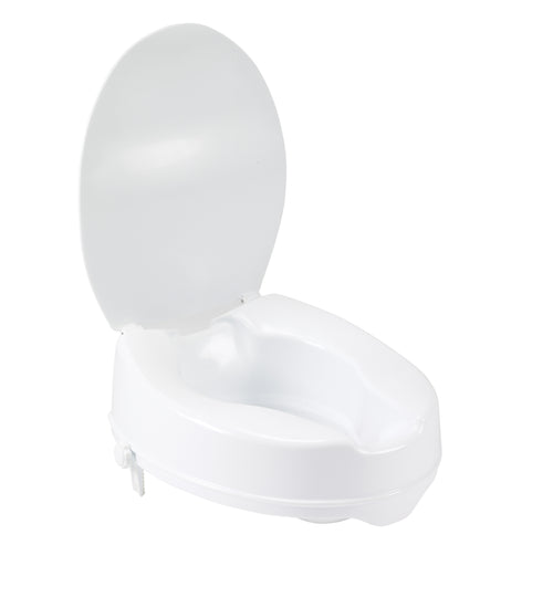 Raised Toilet Seat with Lock and Lid, Standard Seat
