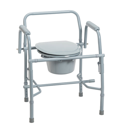 Steel Drop Arm Bedside Commode with Padded Arms
