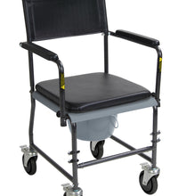 Upholstered Drop Arm Wheeled Commode