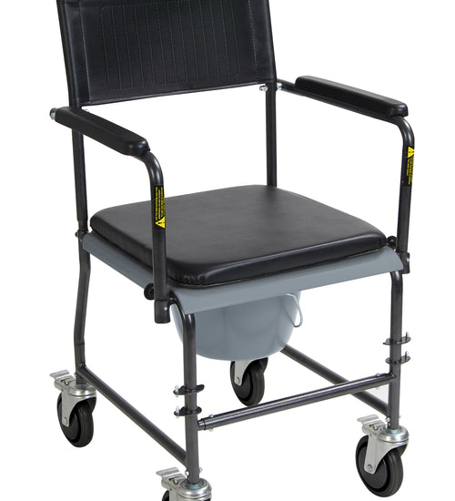 Upholstered Drop Arm Wheeled Commode