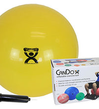 CanDo Inflatable Exercise Ball - Economy Set - Yellow - 18" (45 cm) Ball, Pump, Retail Box