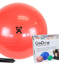 CanDo Inflatable Exercise Ball - Economy Set - Red - 30" (75 cm) Ball, Pump, Retail Box