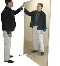 Glassless Mirror, Floor Stand and Corkboard Back Panel, 48" W x 96" H