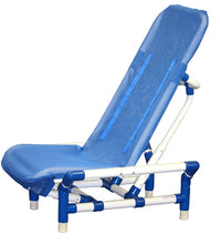 MJM International, reclining total padding shower chair, elevated leg extension, blue