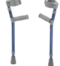 Pediatric forearm crutches, pair, small (15" to 22" grip height), blue