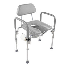 Dignity Commode Shower Chair, Padded, Adjustable Height, Toilet Paper Holder, Gray