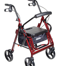Drive, Duet Dual Function Transport Wheelchair Rollator Rolling Walker, Burgundy