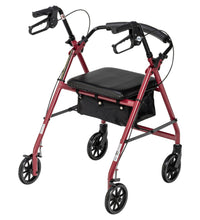 Rollator Rolling Walker with 6" Wheels, Fold Up Removable Back Support and Padded Seat