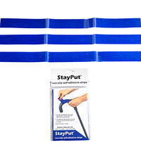 Stayput non-slip material, self-adhesive strips, 1.25" x 16", pack of 3 strips, blue